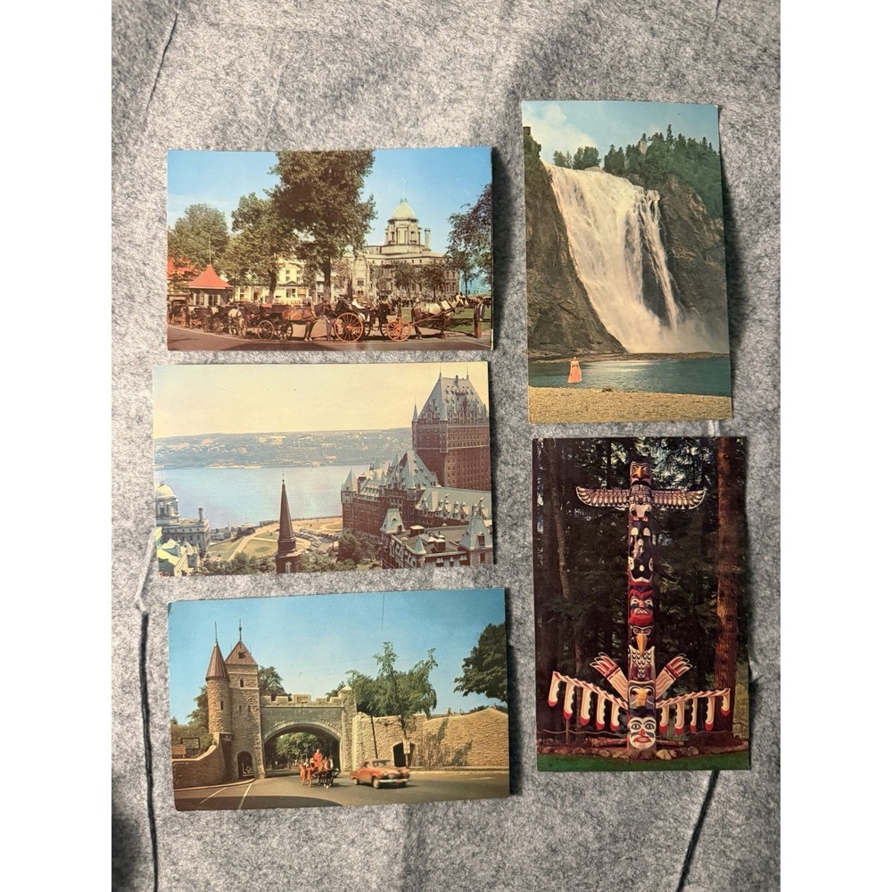 Vintage 1960s-1970s Canadian postcards, various locations, lot of 5, blank